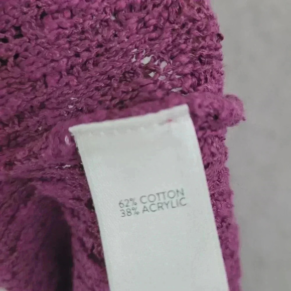 J. Jill Womens V-Neck Textured Knit Top L Petite Purple Cotton/Acrylic 5CT - Picture 5 of 7